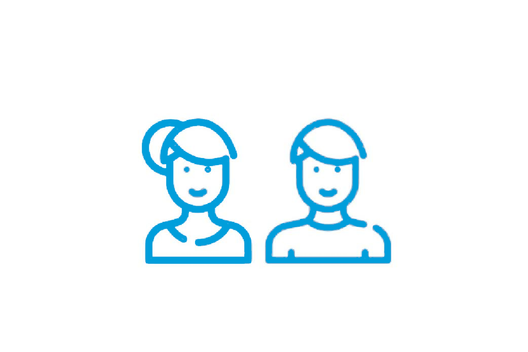 A line icon depicting a two people.